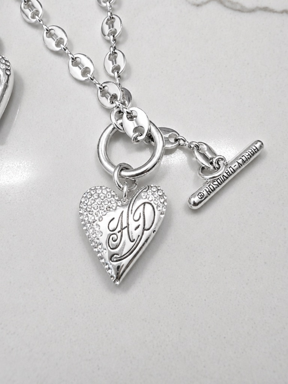 Women’s Harley Davidson toggle heart necklace and bracelet set